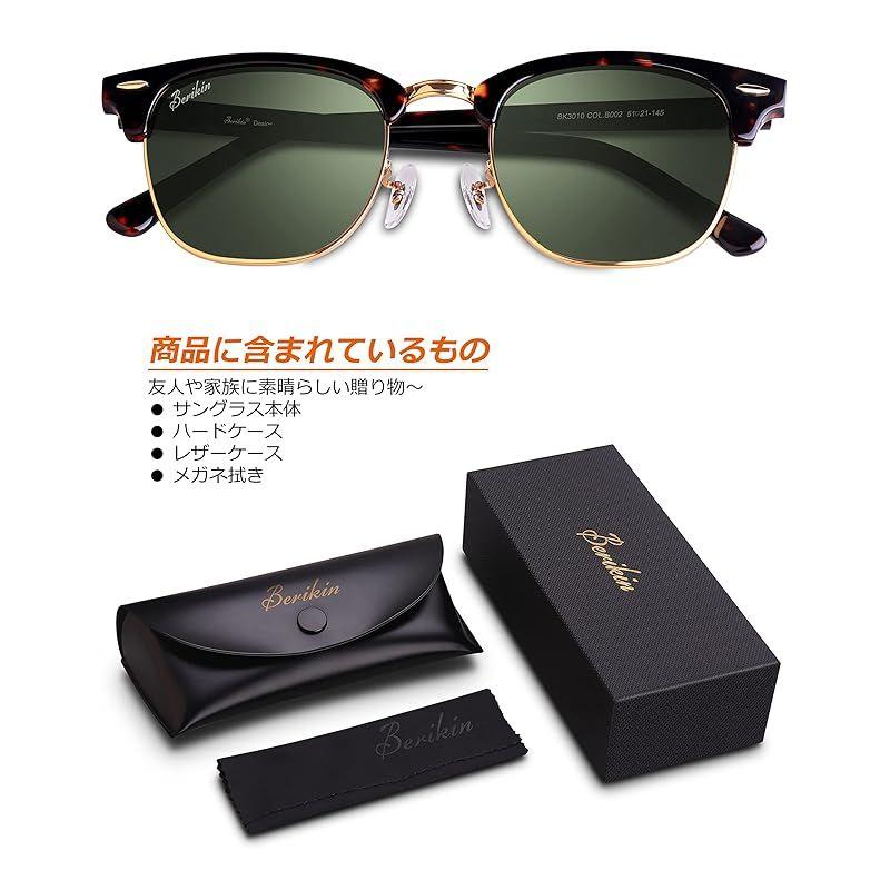 Used [Berikin] Men's Polarized Sunglasses for Driving, Driving, Fishing, Half Frame Half Frame Thurmont Blow UV400 UV Protection Gold Sunglass for