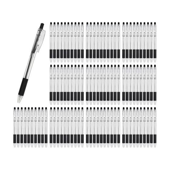 Black 0.7mm Bold Oil-Based Ballpoint Pen, Knock-Type, Black, Flexoffice, Easy-to-Write Ballpoint Pen, Oil-Based Ballpoint Pen, Business Supplies,