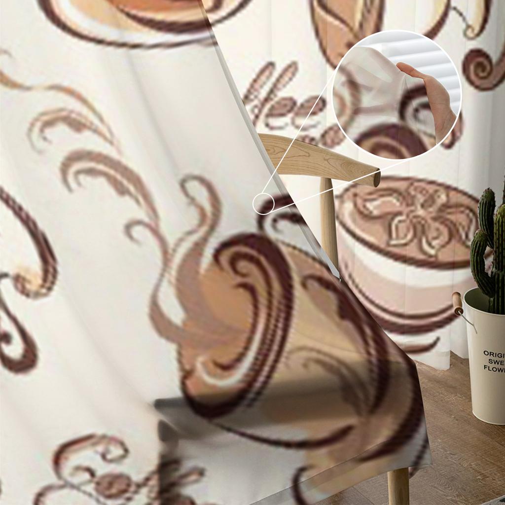 Sweet Coffee Luxurious Chiffon Sheer Curtains for Living Room Bedroom Decoration Window Voiles Tulle Curtain