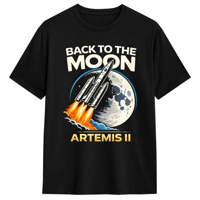 Back To The Moon Artemis II Rocket Space Mission T Shirt Unisexs Cotton Funny TShirts Crewneck  Tees Short Sleeve Tops Printing