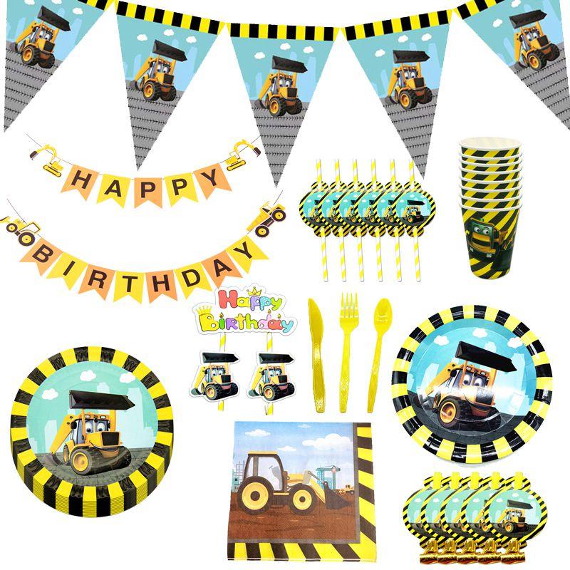 Exciting Excavator Vehicle Truck Party Supplies For Boys Birthday Celebration Decor
