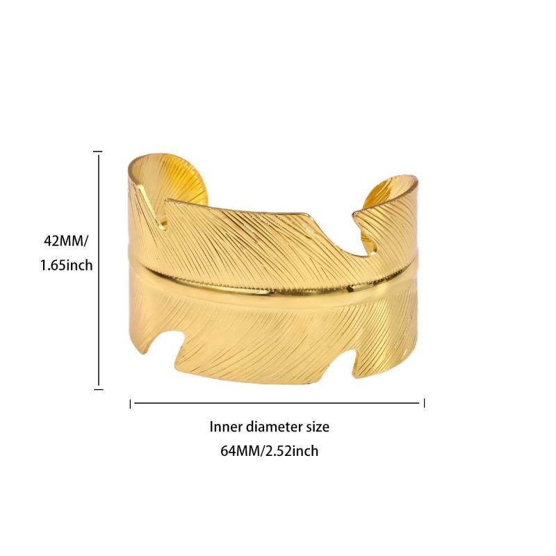 Personality Exaggerated Wide Version Feather Flower Opening Bracelet Women's Metal Wind Niche Versatile Light Luxury Jewelry