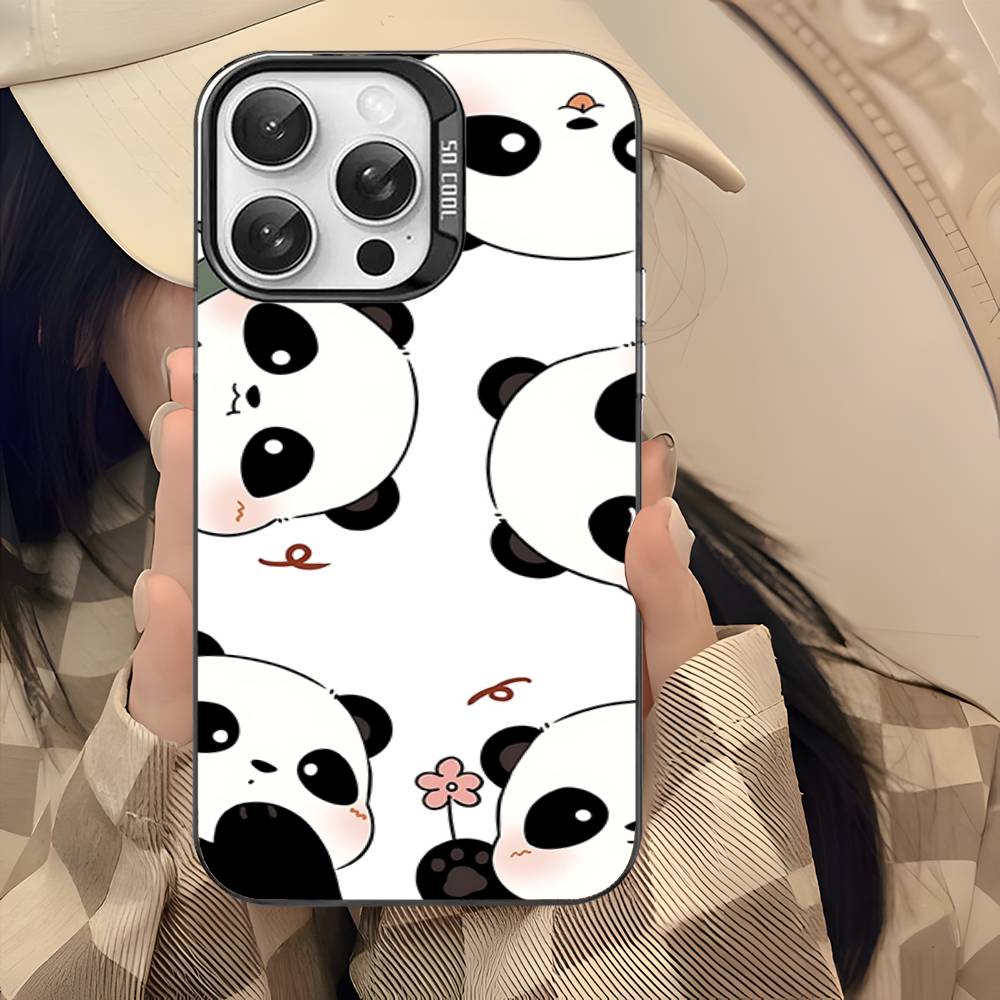 Cartoon Cute Panda Color Phone Case For IPhone 17 16 15 14 13 12 11 Pro Max Plus Pro Shell