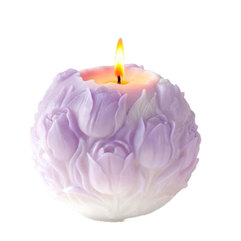Embossed Flower Candle Silicone Molds Food Grade Silicone Easy Demold for Epoxy Resin Candle Soap Chocolate Baking Mould