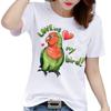 Kawaii Graphic Funny Parrot Print Women Top Harajuku Short Sleve Crew Neck Fashion Summer Soft and Comfortable Fabric Women Tee