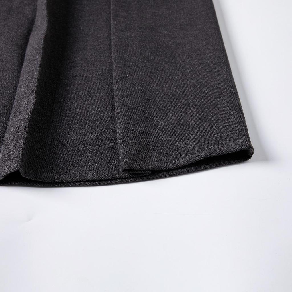 Lizhiqi Women's Woolen A-Line Pleated Midi Skirt - 2024 Winter Collection, High Waist, Slimming Fit