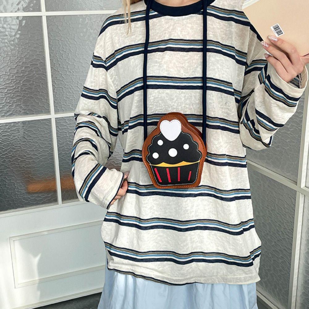 Casual Cute Cupcake Shape Crossbody Bag Cake Cartoon Cartoon Shoulder Bag Mini Handbag Children's Purse Students