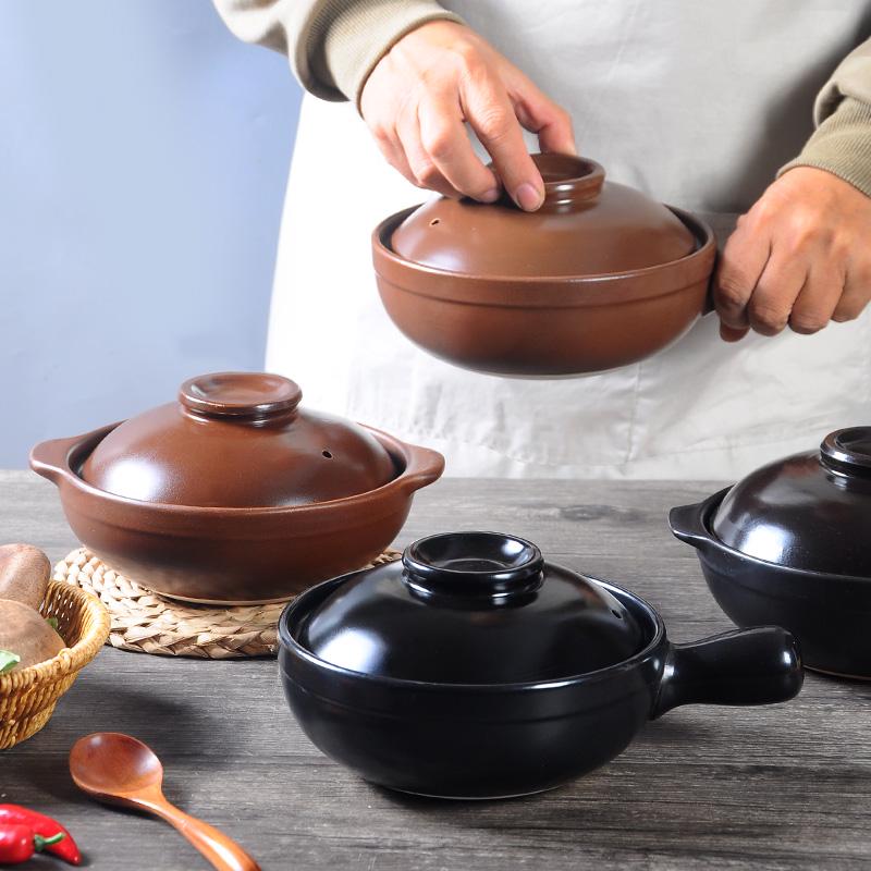 High-Temperature Resistant Clay Pot with Handle for Claypot Rice & Noodles - Durable, No Crack, Small Commercial Sand Pot
