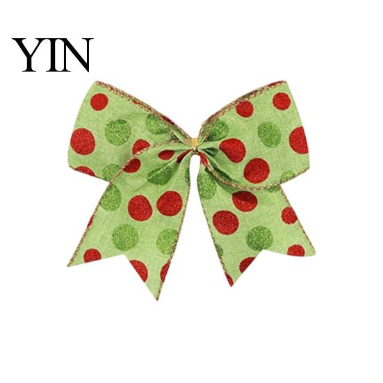 Holiday Tree Embellishments 2Pcs Christmas Polka Dot Bow Decor, European Style Ribbon Ornament for Durable Cloth Bows Crafts Gift Box Wreath, Festive