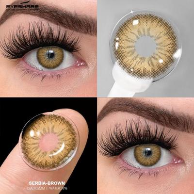 Seribia Braune natürliche Kontaktlinsen, jährliche Schönheitspupillen, 14,5 mm Kontaktlinsen für große Augen, 2 Stück, weiche Linsen