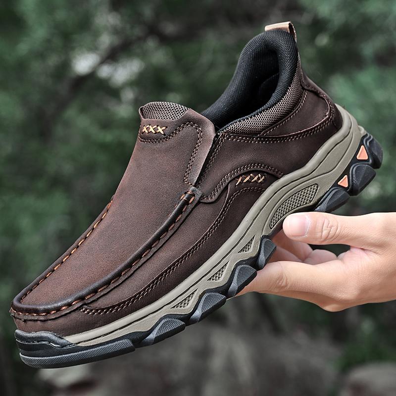 New Trend Men Genuine Leather Loafers Spring Autumn Hiking Shoes Stylish Outdoor Casual Shoes Cowhide Man Slip On Shoe Moccasins