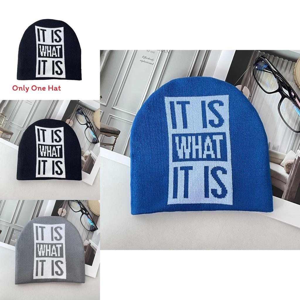 Casual Knit Beanie With Acrylic Material And Minimalist Letter Pattern For Autumn Outdoors