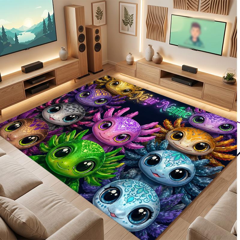 Fantasy Magic Theme Soft Crystal Velvet Rug Custom Name & Text Print Non Slip Floor Rug for Bedroom Living Room