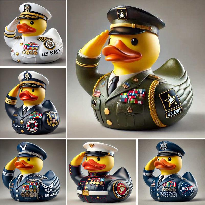 Veteran Tribute Resin Duck Ornament for Home Decor