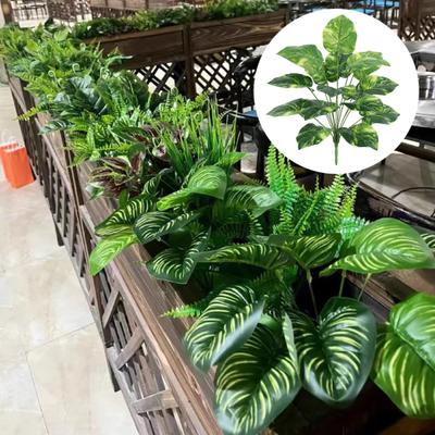 Plantas Verdes Artificiais 18 Garfos Resistentes a UV Realistas Falsas Monstera Verdura