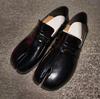 Split-toe Loafers Women's New Retro Slip-on Pig's Trotter Shoes Fashion Ugly Cute Patent Leather Small Leather Shoes
