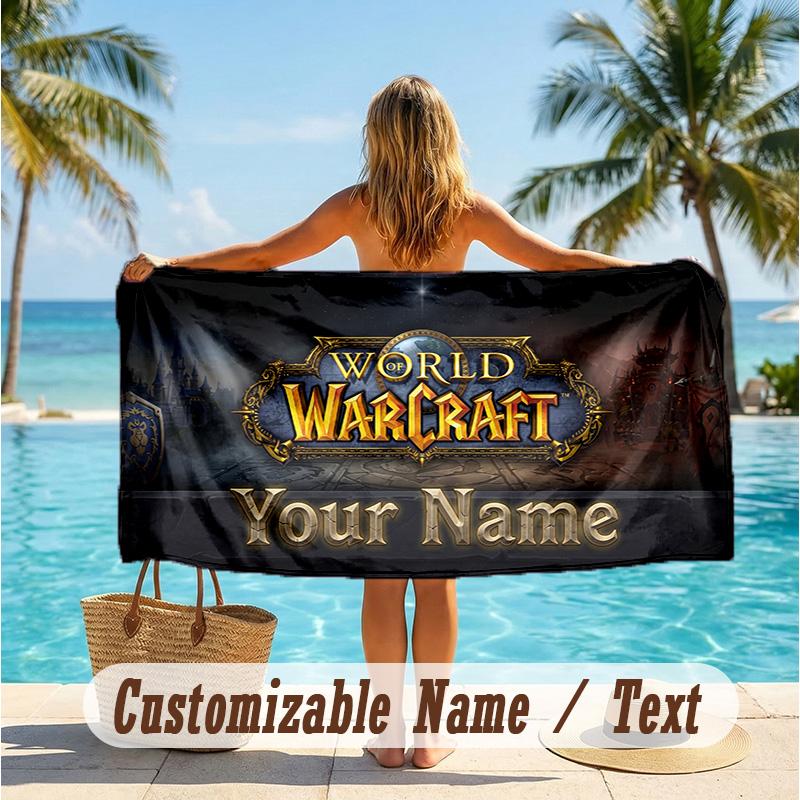 Custom Text Beach Towel, Soft Absorbent Swimming Multi-use TowelWorld of Warcraft
