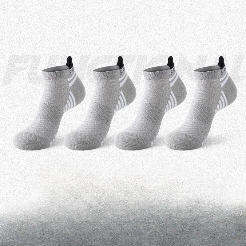 

Мужские носки для бега, спортивные носки с коротким голенищем из чистого хлопка, утолщенная махровая подошва, амортизирующая сетка, дышащие, летние 1 pair серый