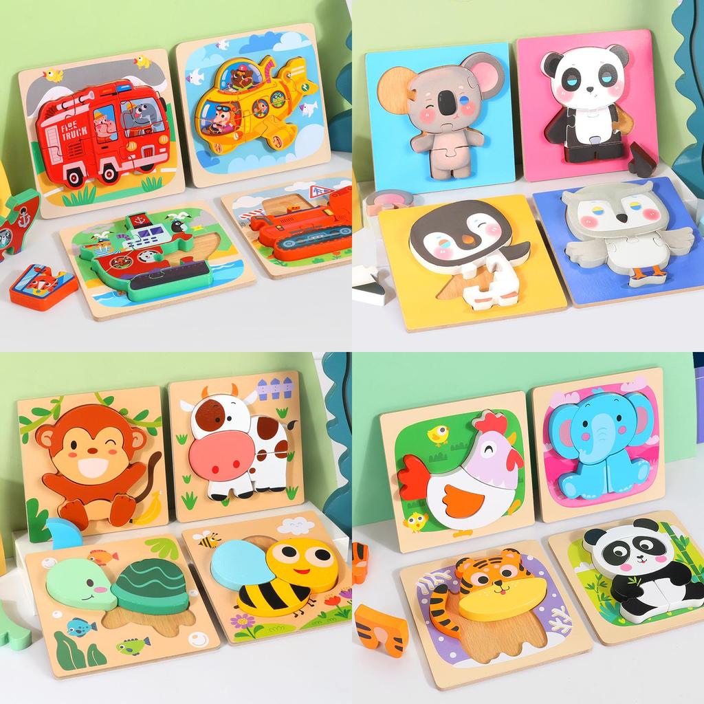 Childrens Wooden 3d Animal Traffic Puzzle With Educational Design For Early Learning