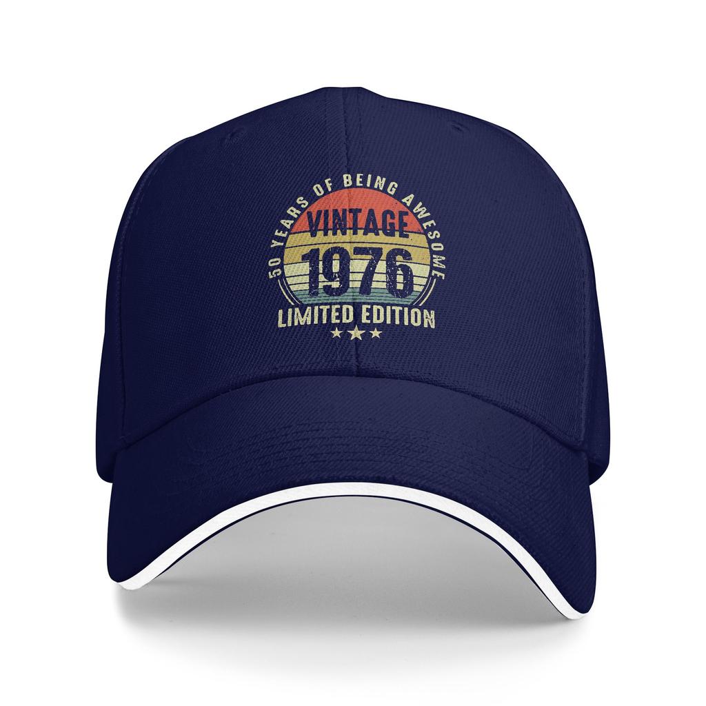 Summer Vintage 1976 50th Birthday Gift Distressed Design Funny Baseball Cap  Running Hippie Street Style Design Sun Trucker Hat