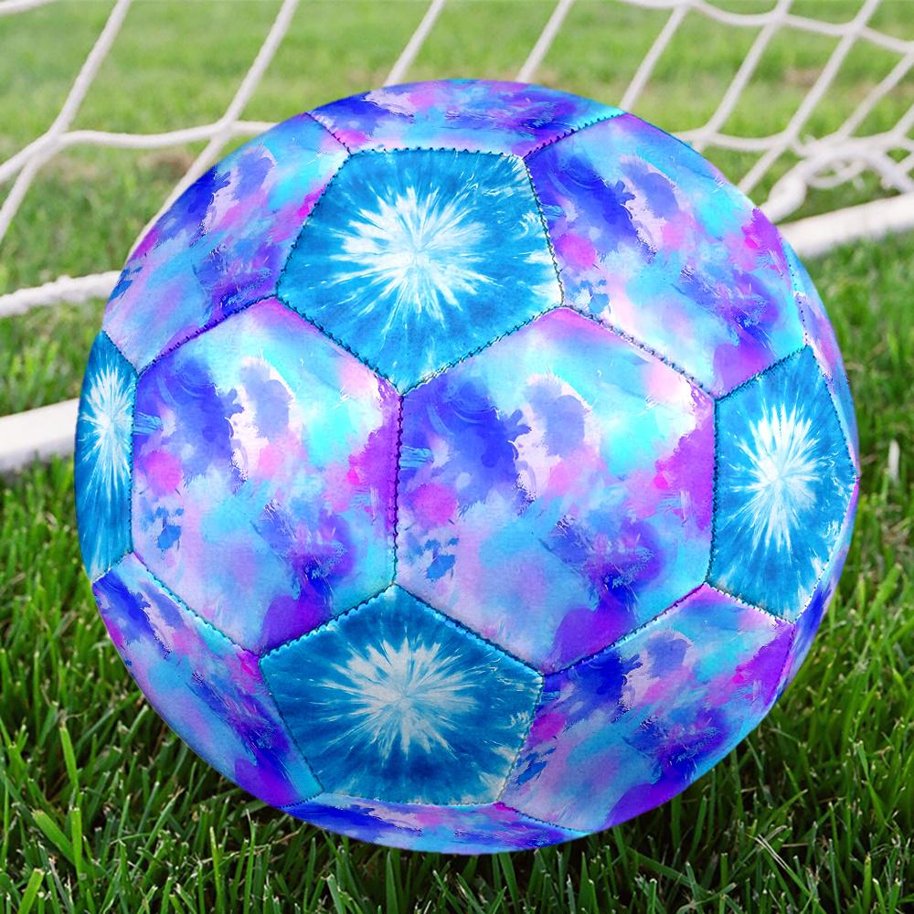 1PC Abstract Watercolor Flow Blue Tiedye Soccer Ball Size 5 Football Machine Sewn Indoor/Outdoor Universal Football Gift W139