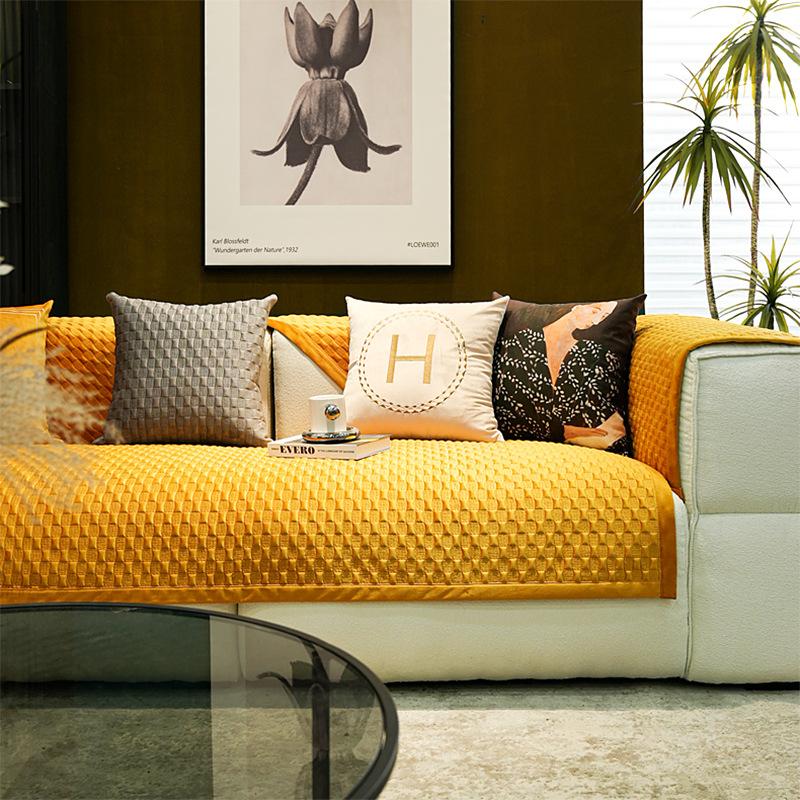 Sofa Cushion Winter Plush Thickened Seat Cushion Modern Light Luxury High-End Four-Season Leather Sofa Cover Cover Cloth Towel