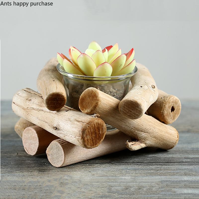 

Wooden Candle Holder Succulent Pot Handicrafts Wedding Candlelight Dinner Candlestick Candle Base Decoration Candle Accessories