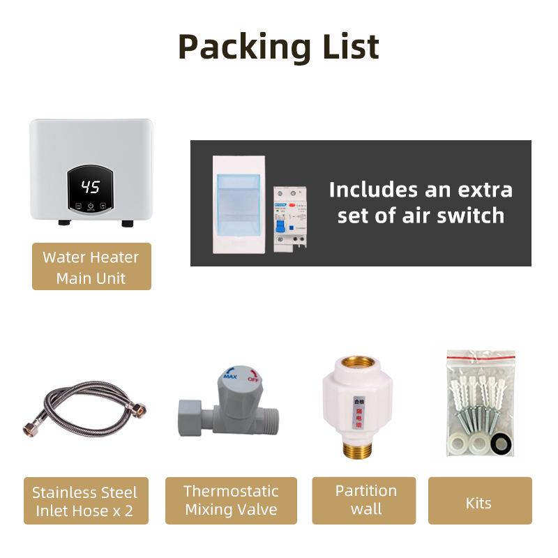 220V 5500W Instant Smart Electric Water Heater for Under-Counter Kitchen Use