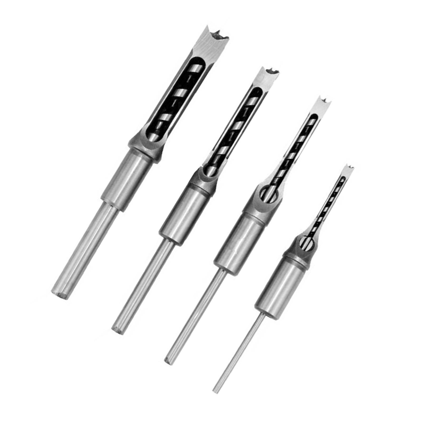

7pcs Square Hole Drill Bit Woodworking Hole Saw Mortising Chisel Steel Drill Bits Set 1 4 inch, 5 16 inch, 3 8 inch, 2 4PCS серебряный