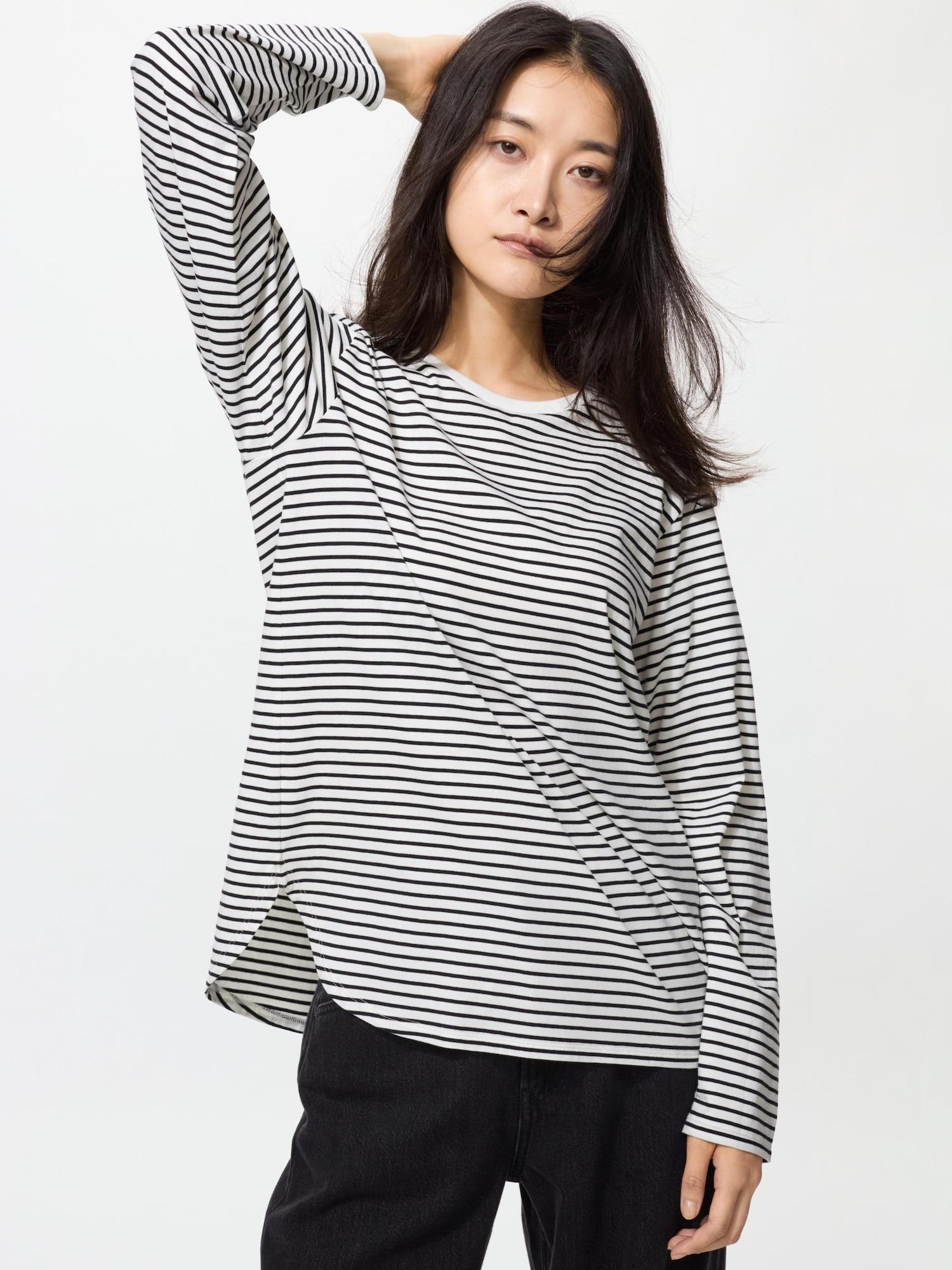 

Uniqlo SofT CoTTon Футболка с круглым низом и длинным рукавом 01 OFF WHITE/S