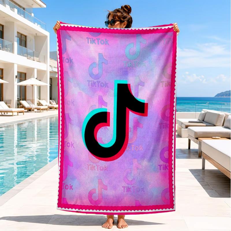 Tiktok Logo Design Beach Towel, Quick-drying, Easy To Care For, Suitable for Both Fitness and Beach Vacations,Sports Essential