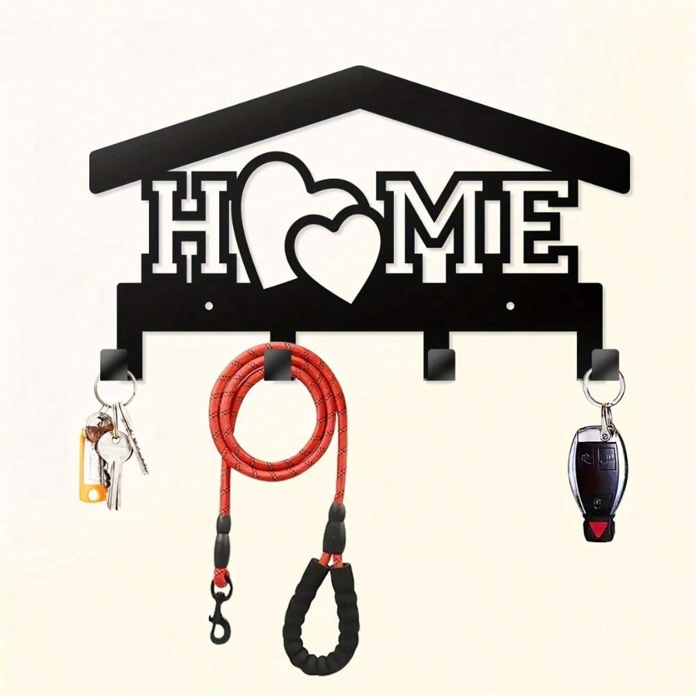 Rust Resistant Metal Wall Mounted Key Holder Dog Leash Hook Retro Rock Style Multifunctional Rack for Entryway Garage Decor
