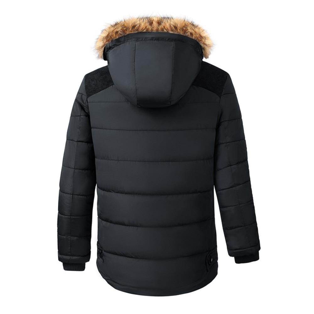 Men Warm Overcoat Outerwear Thick Winter  Men Warm Cotton Jacket Coats Fur Collar Hooded Parka Down Jackets