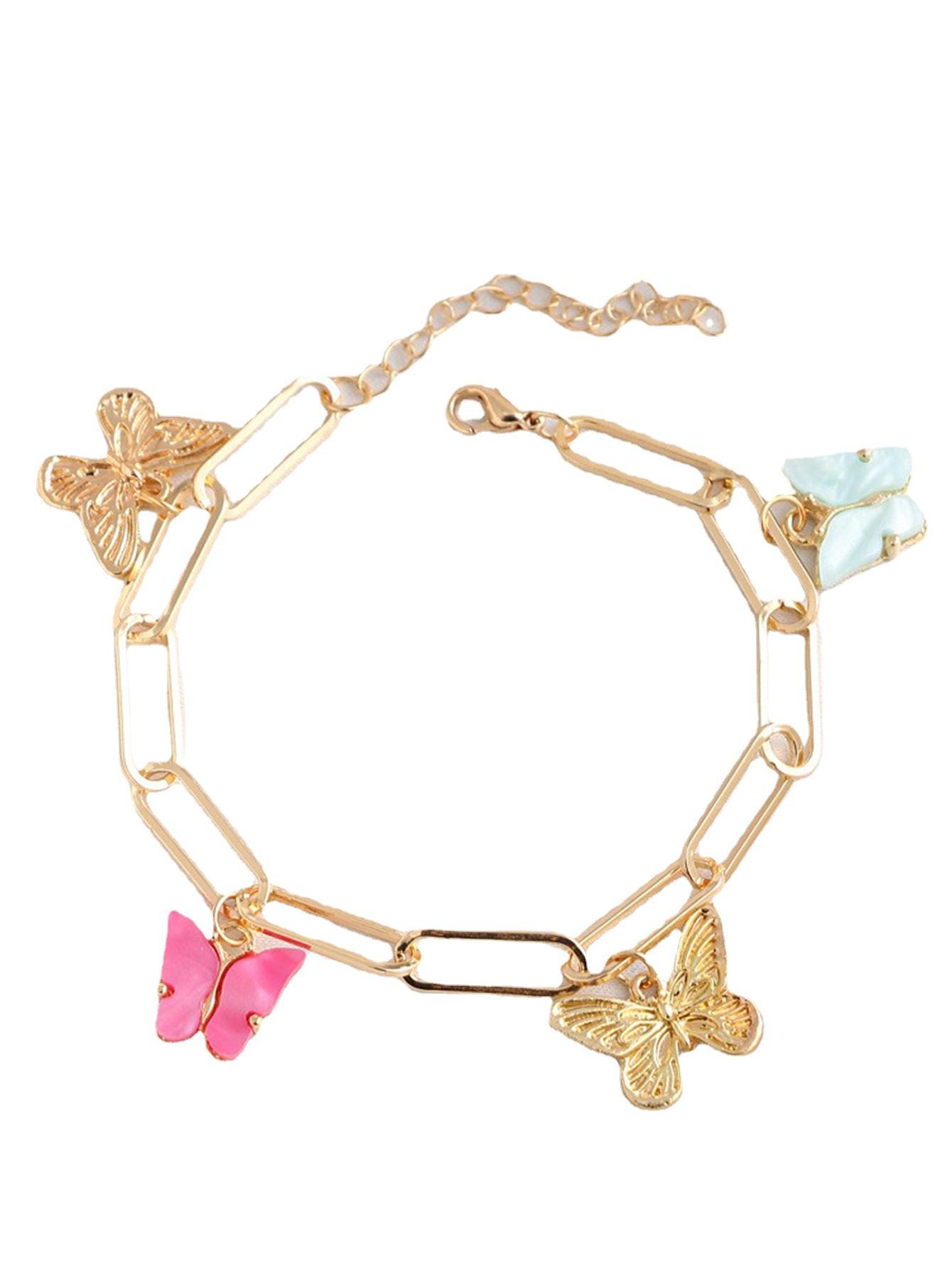 

Персонализированный и креативный кулон-бабочка, цепочка на щиколотку, цепочка из металлического сплава, украшение для ног, женская металлическая цепочка на лодыжку 22+5cm золотой