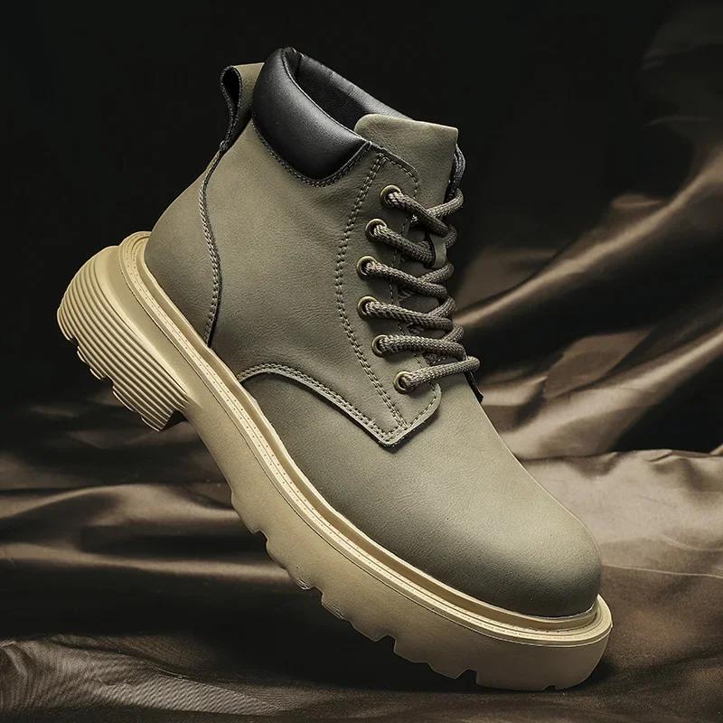 

Fashion Outdoor Basic Shoe Classic Handmade Motorcycle Boots Men High Quality Leather Ankle Boots Fashion Designer Man High Top Footwear 38