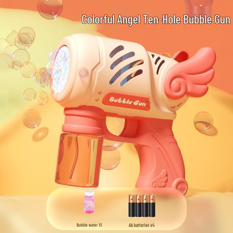 Popular 10-Hole Automatic Bubble Gun Toy - Angel Gatling Bubble Blower