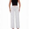 Damen Jeans mit lockerem Schnitt und geradem Bein, Jeanshose mit Leopardenmuster, Lässige Streetwear Hose