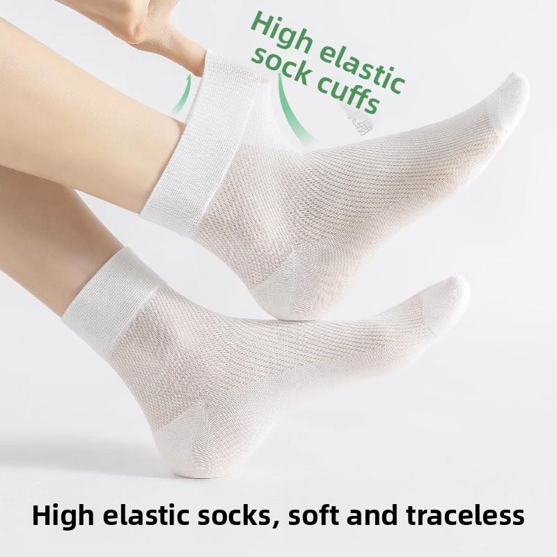 Silk Stockings for Ladies in Summer, Lightweight, Mesh Design, Breathable and Cool, Moisture-wicking and Anti-odor, Mid-length Socks