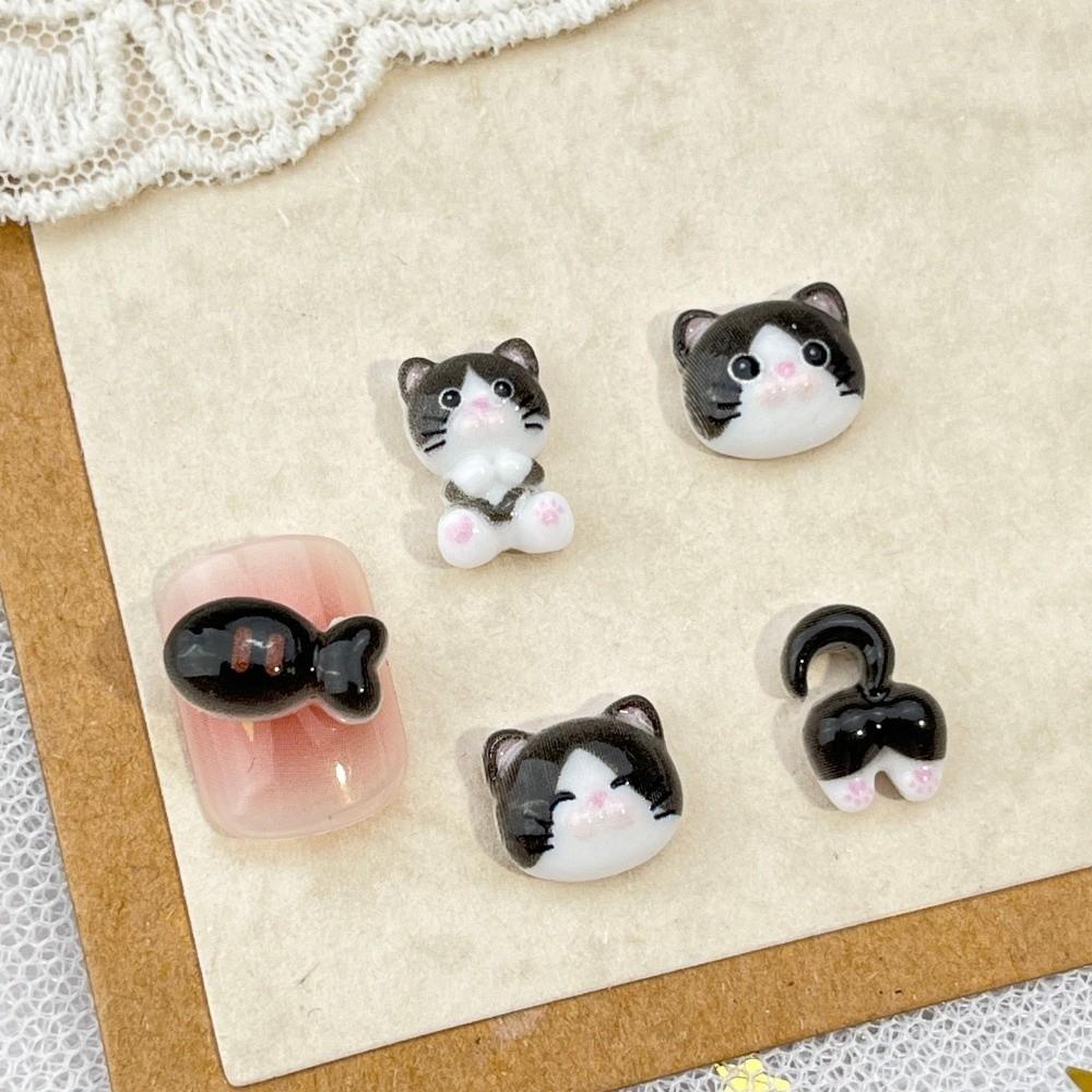 Cartoon Mini Cat Nail Art Charms Little Fish Series 3D Decorations Nail Decorations for Nail Art
