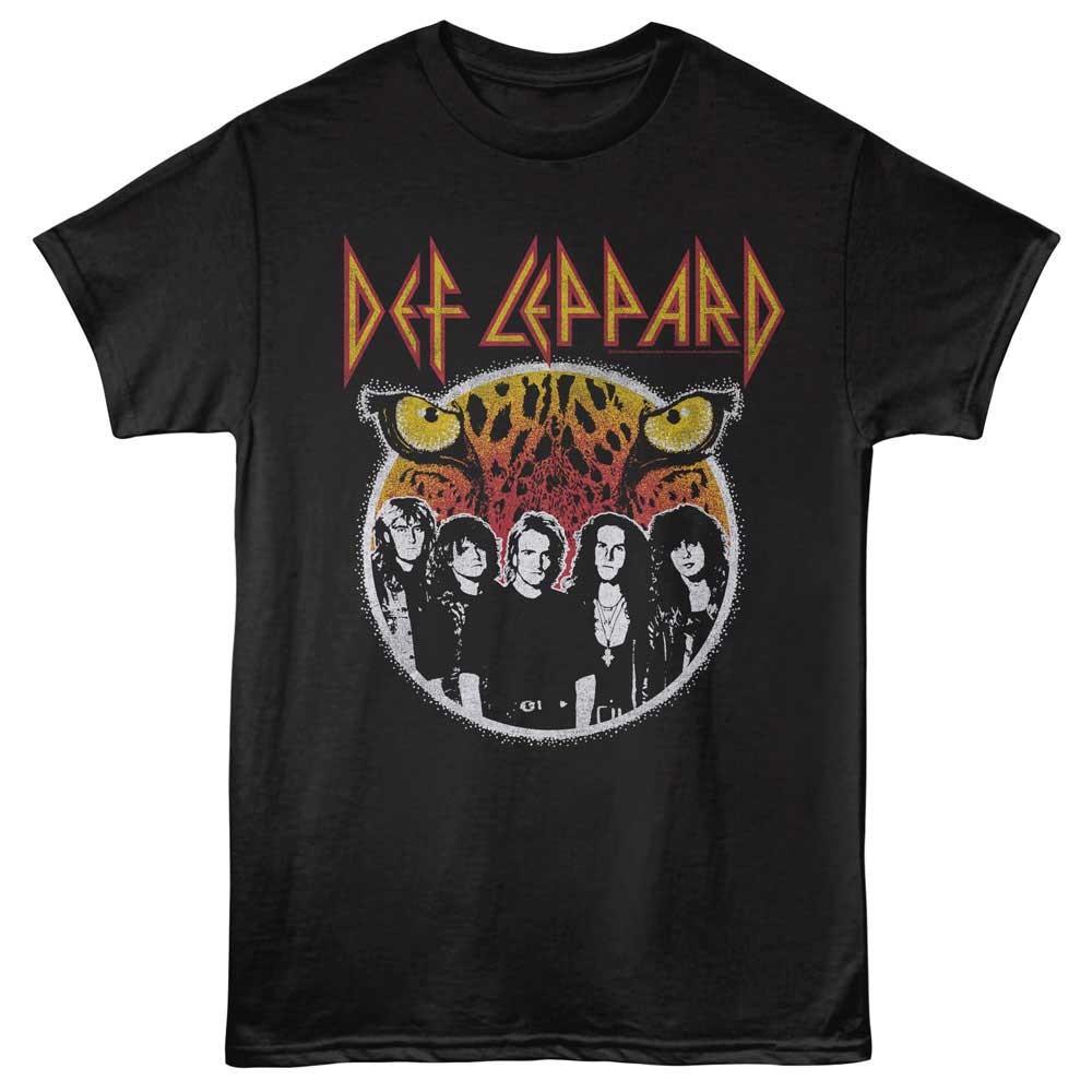 Def Leppard Circle Band Photo Leopard Eyes Men s T Shirt Rock Band Merch S