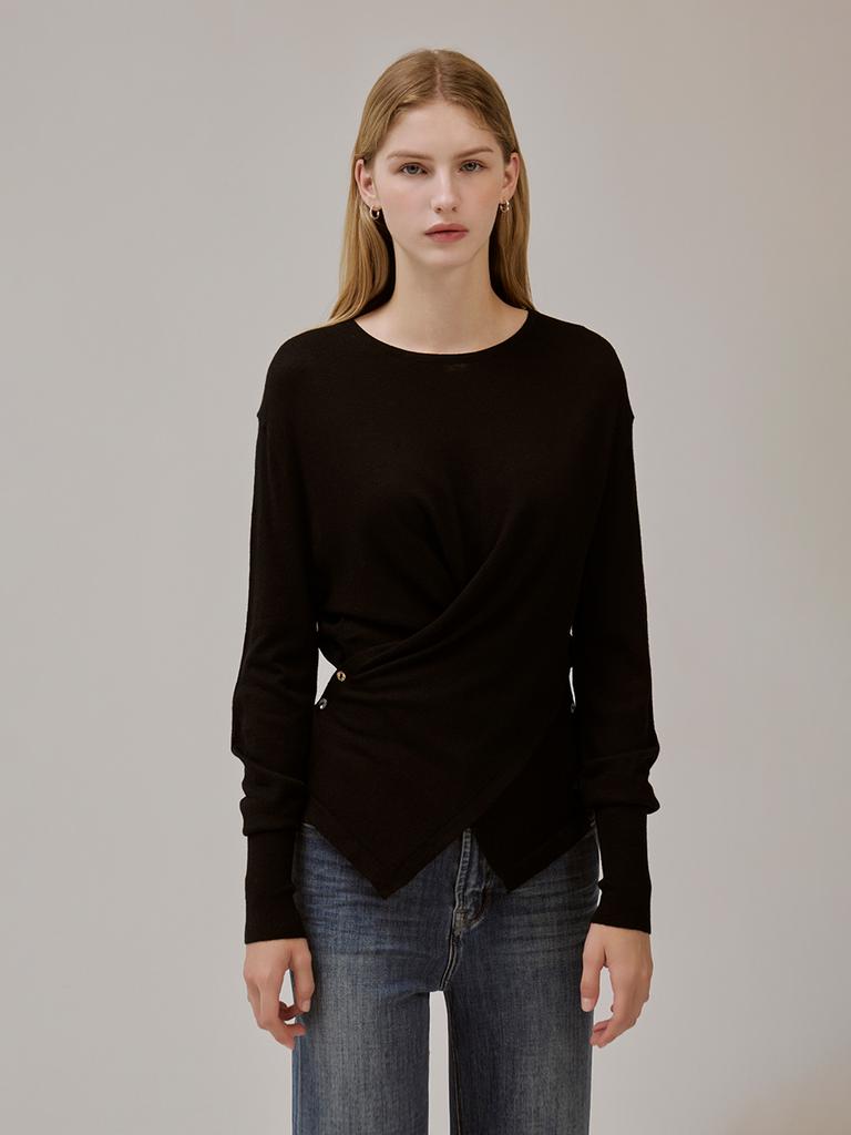 HUNCH Round Neck Two-Way Wrap Knit (2Color)