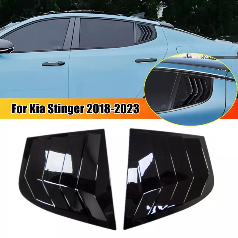 For Kia Stinger 2018- Car Rear Louver Window Side Shutter Cover Trim Sticker Vent Scoop ABS Carbon Fiber Black Accessories