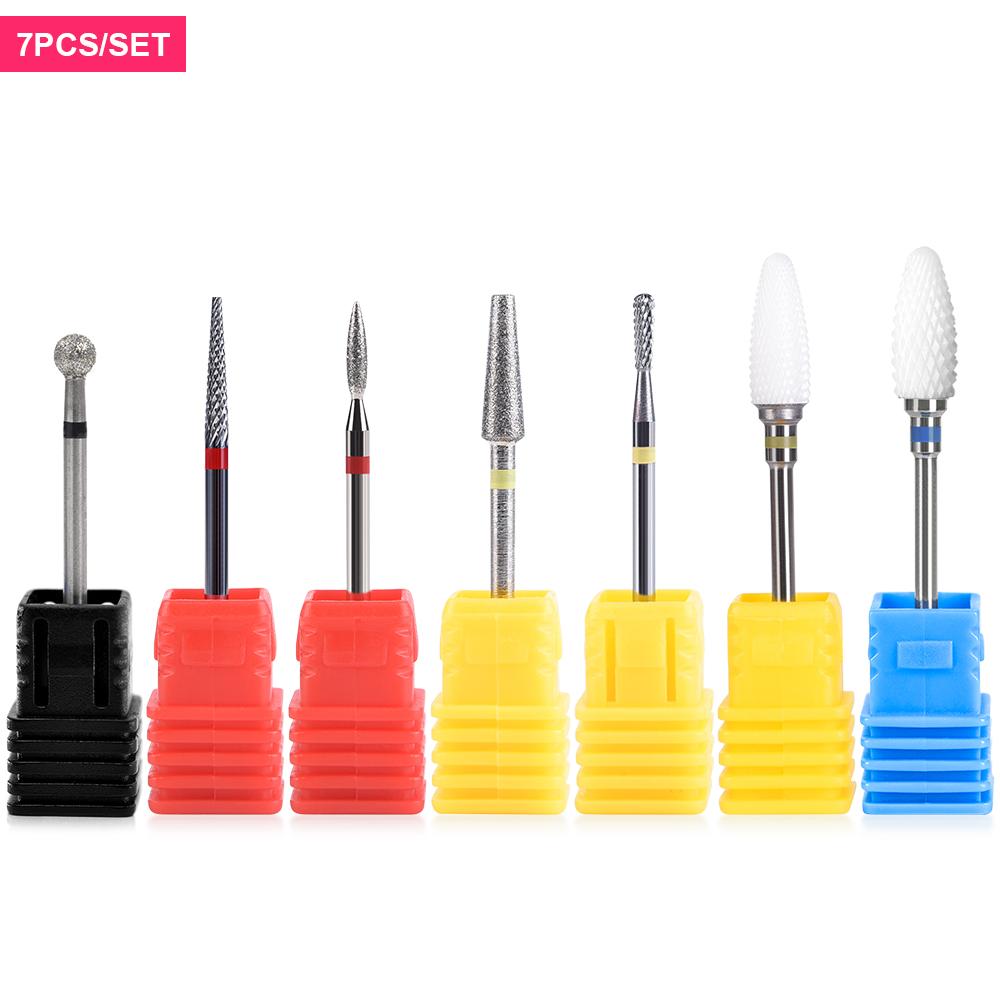 kads Ceramic Diamond Milling Cutter Set for Electric Nail Drill Machine Carbide Drill Cutter Manicure Pedicure Tool