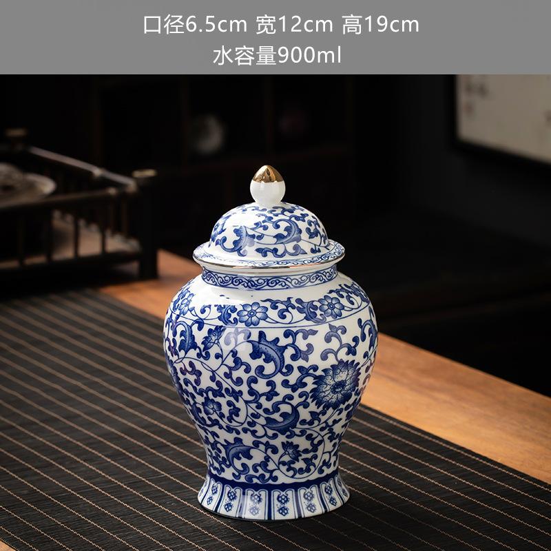 Blue and White Ceramic Sealed Jar Candy Coffee Storage General Jar Household Moisture-proof Tea Jars Tea Packaging Jars Tea Box