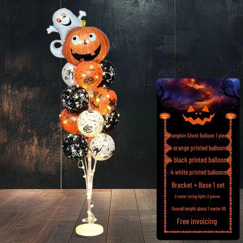 Halloween Pumpkin Skeleton Balloon Columns for Party and Event Decoration