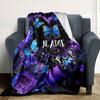 Purple Butterfly And Rose Design Home Customize Your Name Blankets Soft Cozy Lightweight Versatile For All Seasons Perfect For Picnics Sofa Relaxation