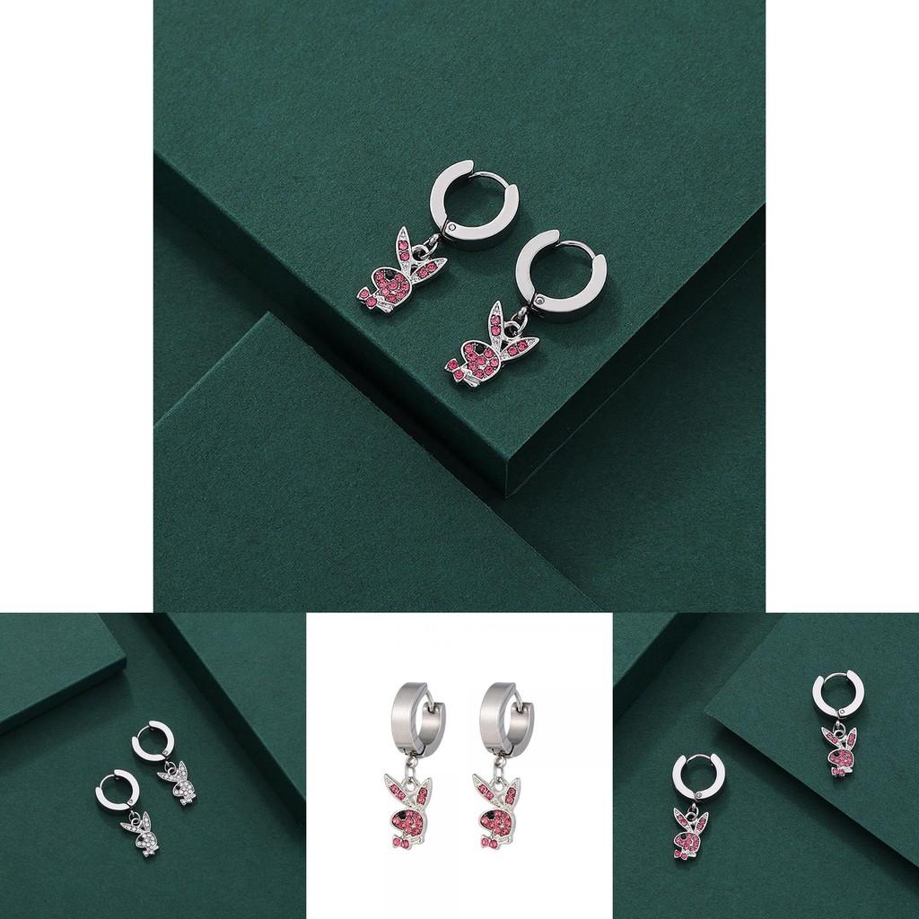Trendy Animal Shaped Zircon Alloy Bunny Earrings For Women Cute Clip-on Style