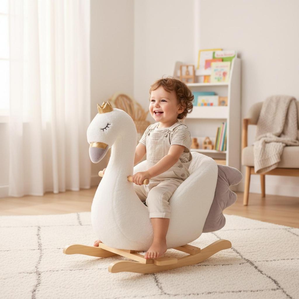 Swan Rocking Chair Safe Cute for Nursery, Young Children, Kids