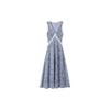 French Beautiful Blue V-neck Sleeveless Floral Dress Women's Summer New Holiday Style Temperament a Word Long Dress
