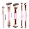 5 Double-Ended Makeup Brushes: Foundation, Blush, 3-Color Contour, Soft Bristle, Loose Powder, Beauty Tool Set